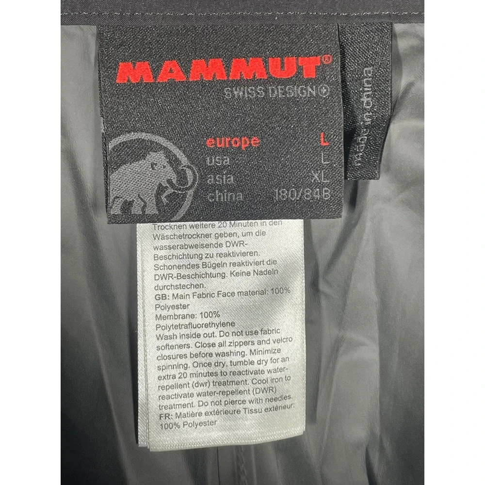 Mammut Gore-Tex Hardshell Pants Mens Large Gray Full Side Zip 1020-12251